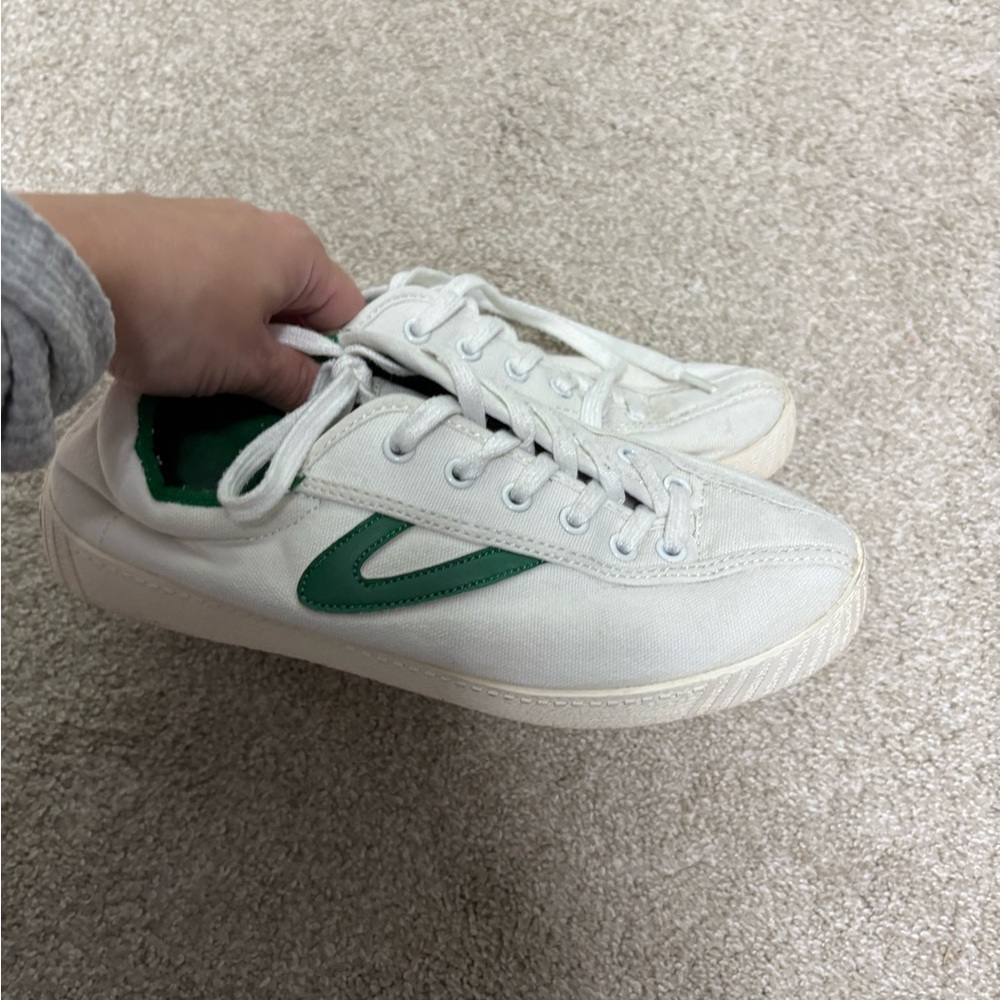 MAKE AN OFFER Tretorn White and Green Sneakers